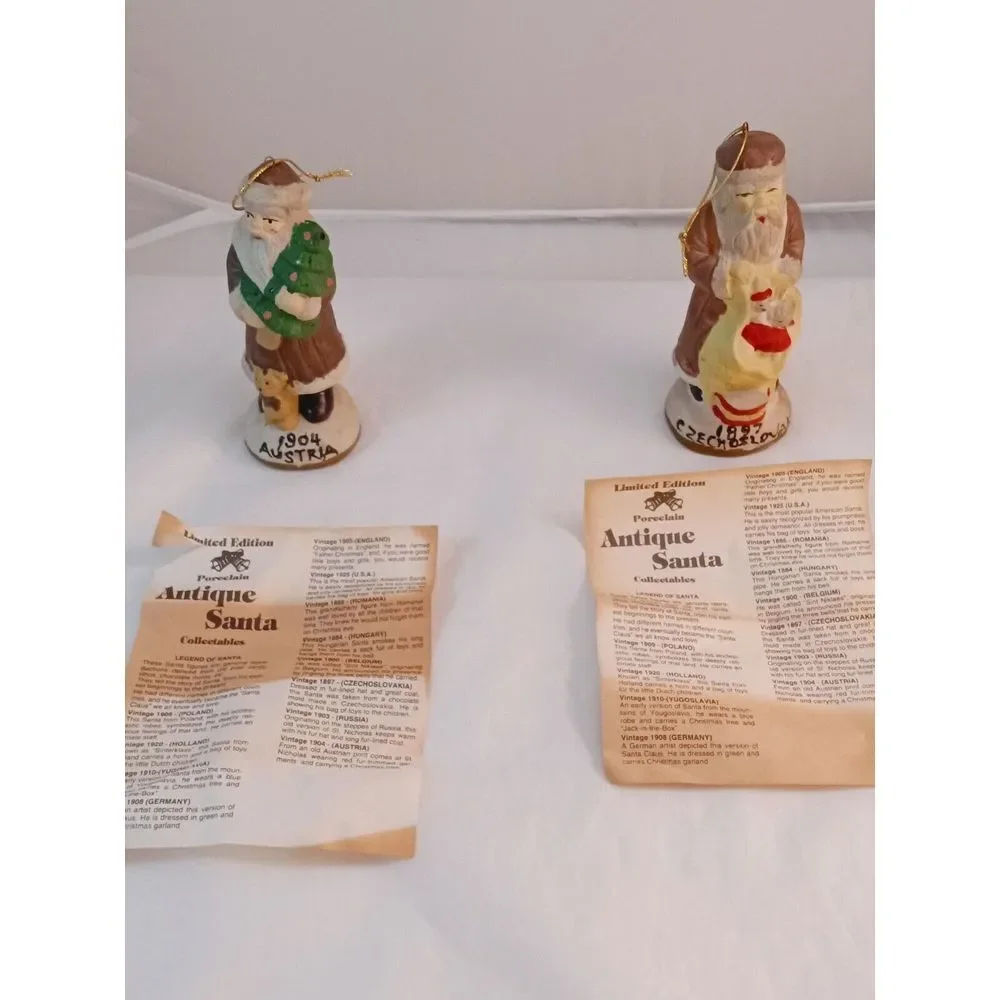 Vtg Santas From Around the World Dated Christmas Bisque‎ Figurine